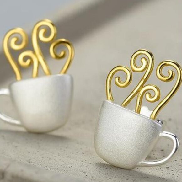 Artisan Handmade 925 Silver - The Latte Lux Earrings - Picture 2 of 6